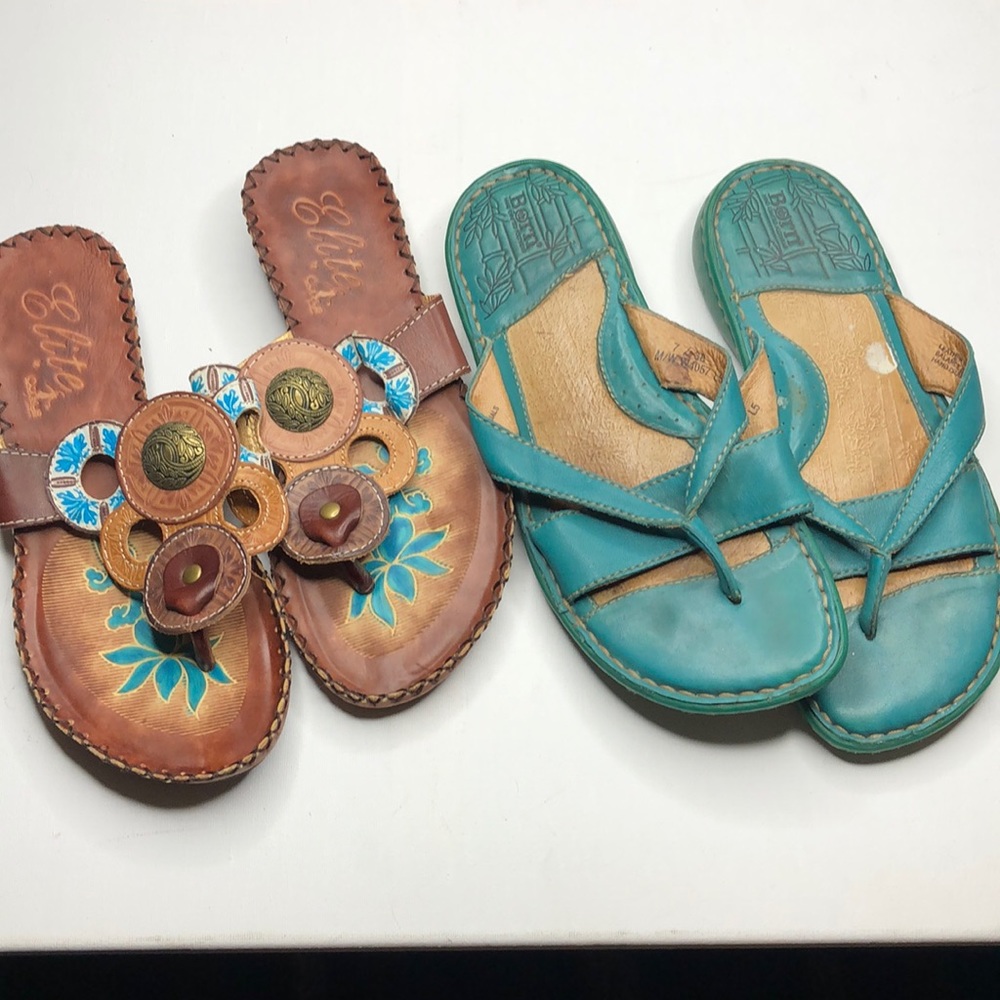 2 pair of size 7 sandals! Born and Elite brand